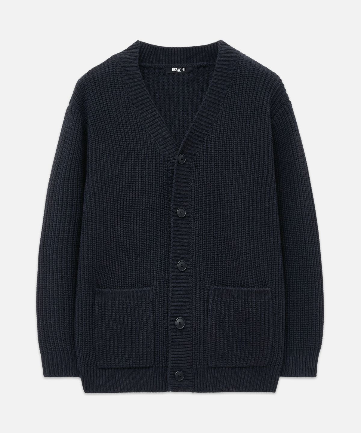 드로우핏(DRAW FIT) 오버사이즈 벌키 브이넥 가디건 [NAVY]