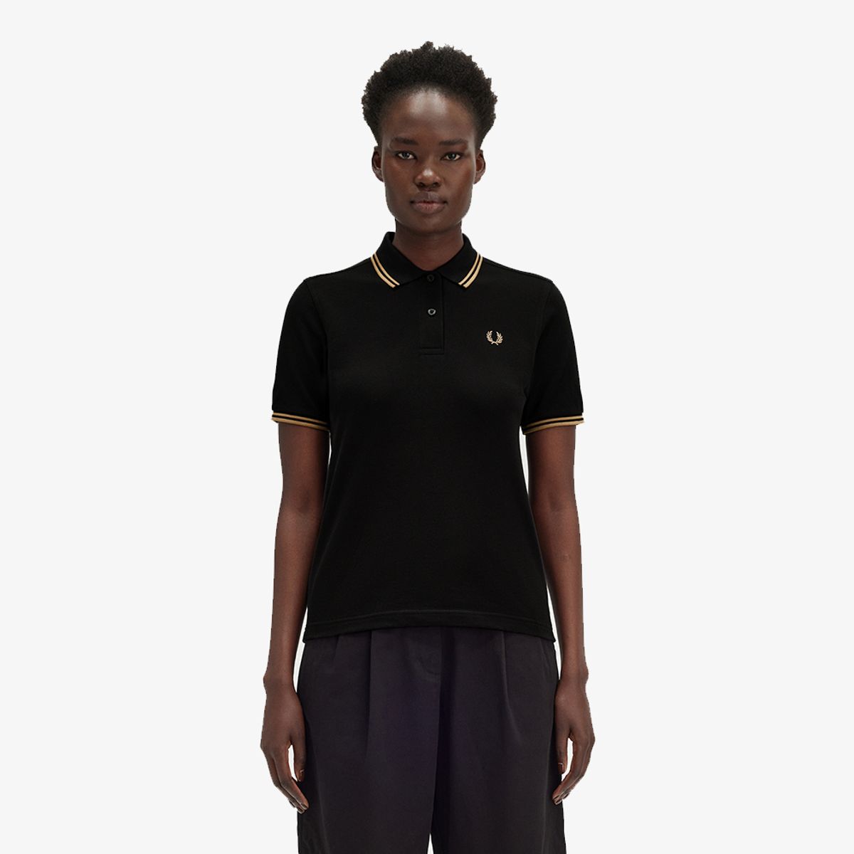 프레드페리(FRED PERRY) [G3600] 여성 트윈 팁 프레드페리 셔츠 - 블랙/웜스톤 AFPF2433600-U78
