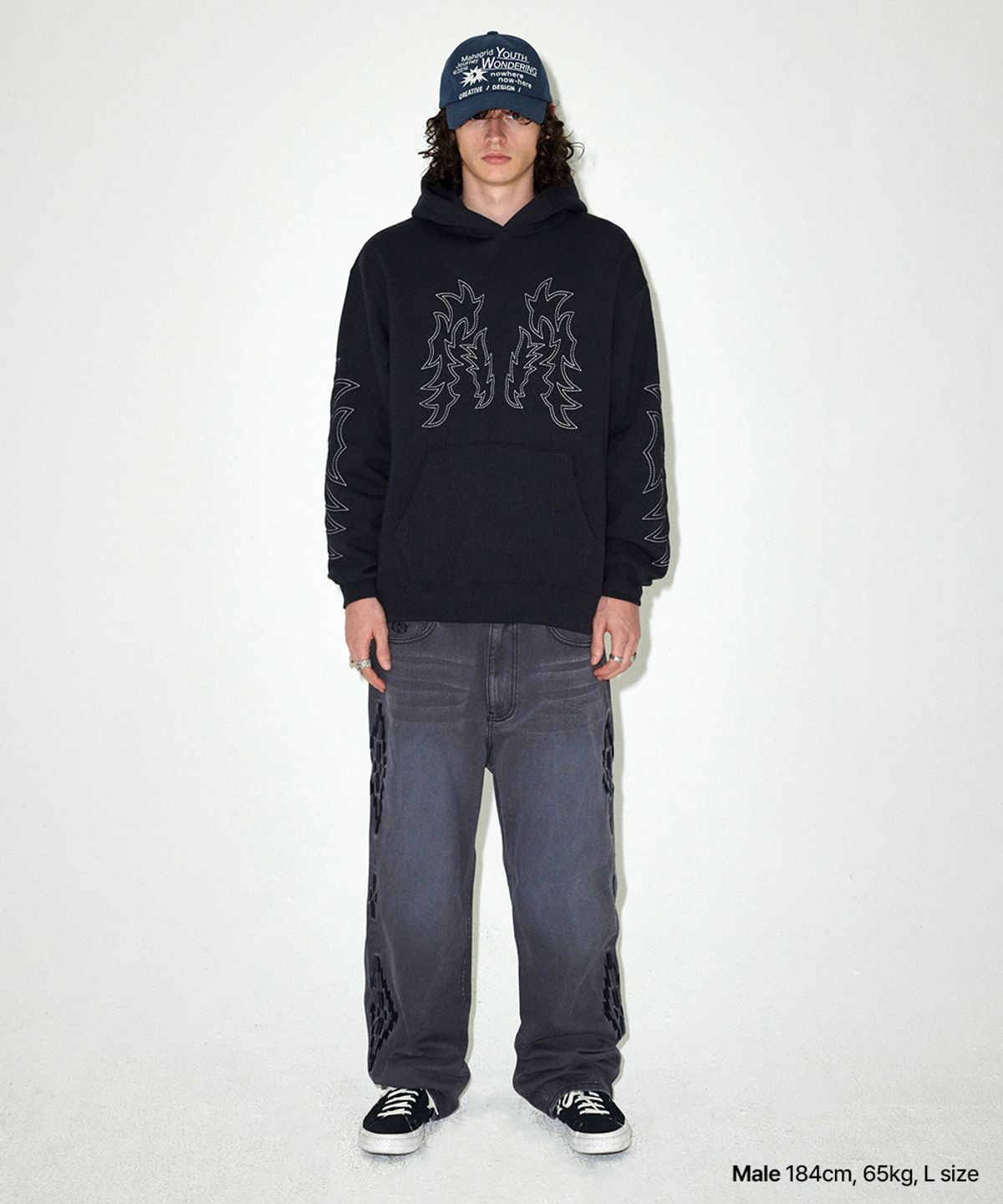 마하그리드(MAHAGRID) WESTERN STITCH HOODIE BLACK(MG2EFMM415A)