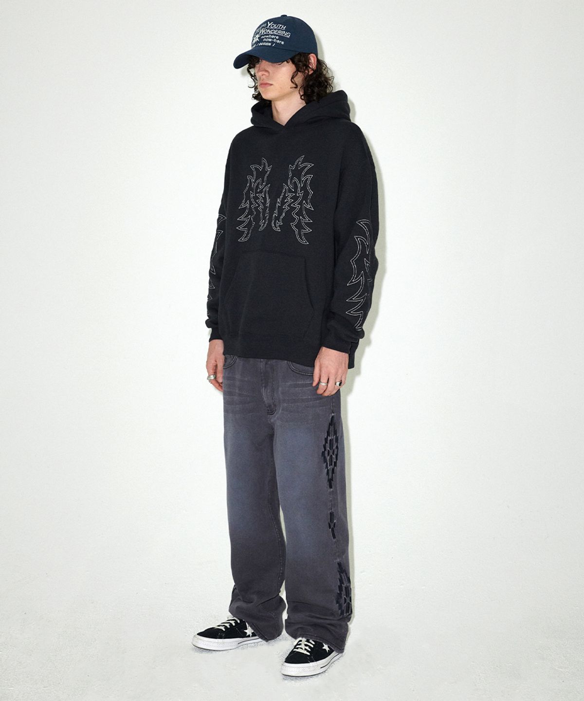마하그리드(MAHAGRID) WESTERN STITCH HOODIE BLACK(MG2EFMM415A)
