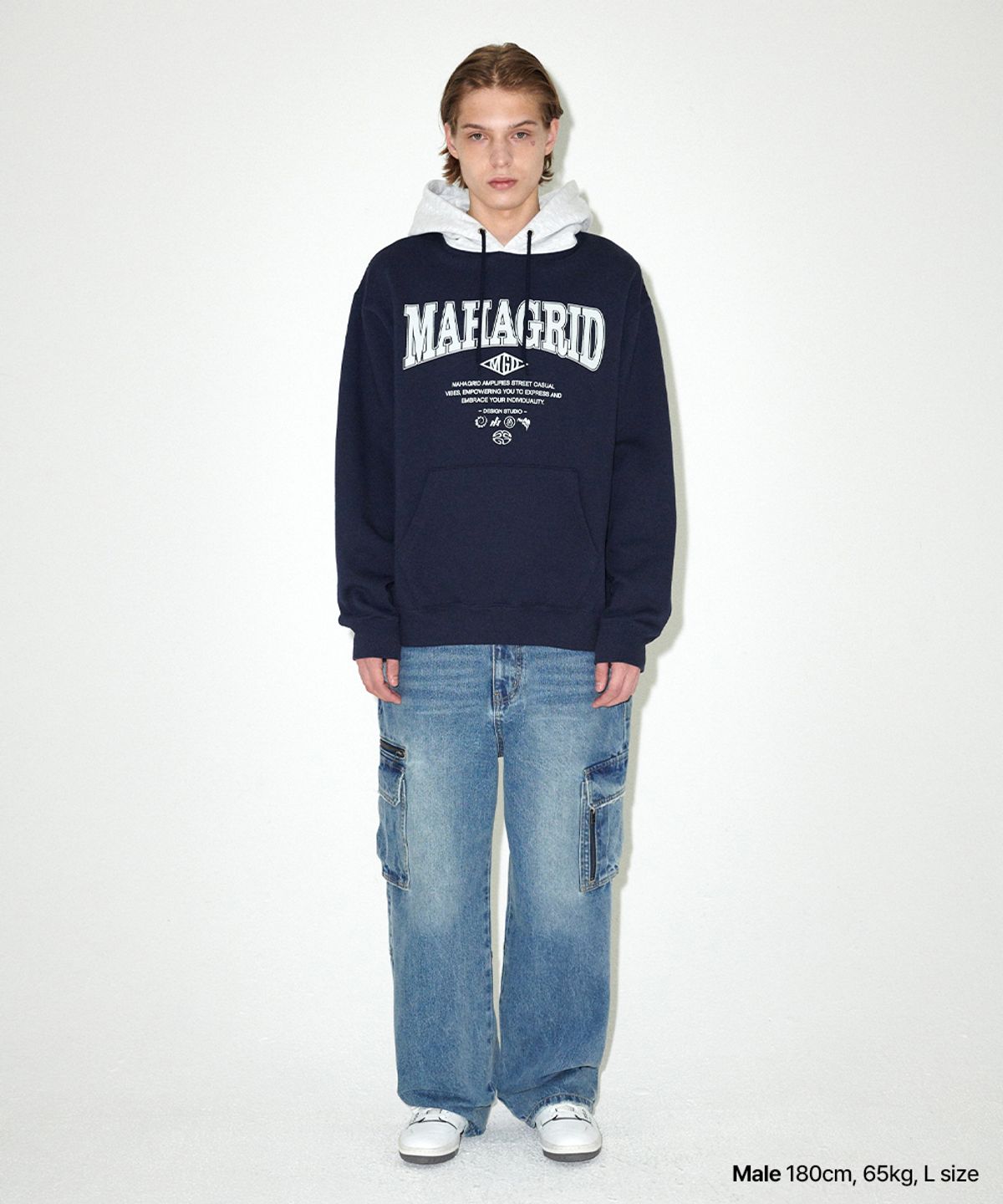 마하그리드(MAHAGRID) BASIC COLOR BLOCK HOODIE NAVY(MG2EFMM421A)