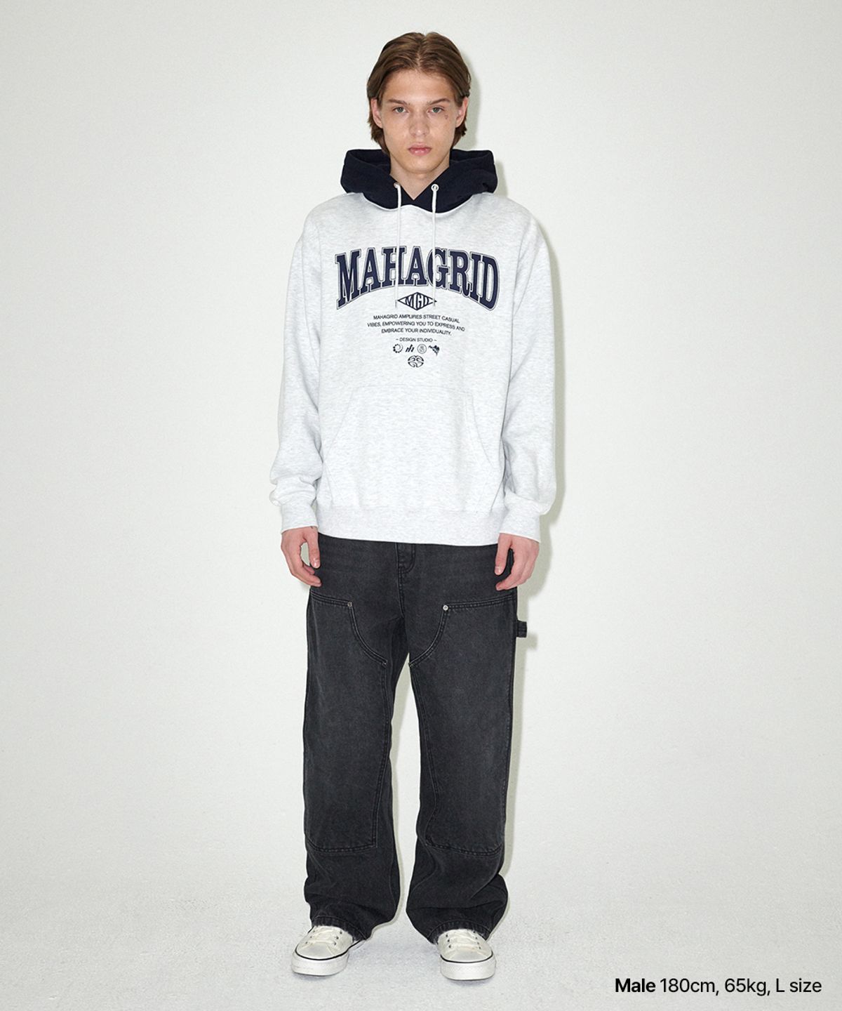 마하그리드(MAHAGRID) BASIC COLOR BLOCK HOODIE LIGHT GREY(MG2EFMM421A)