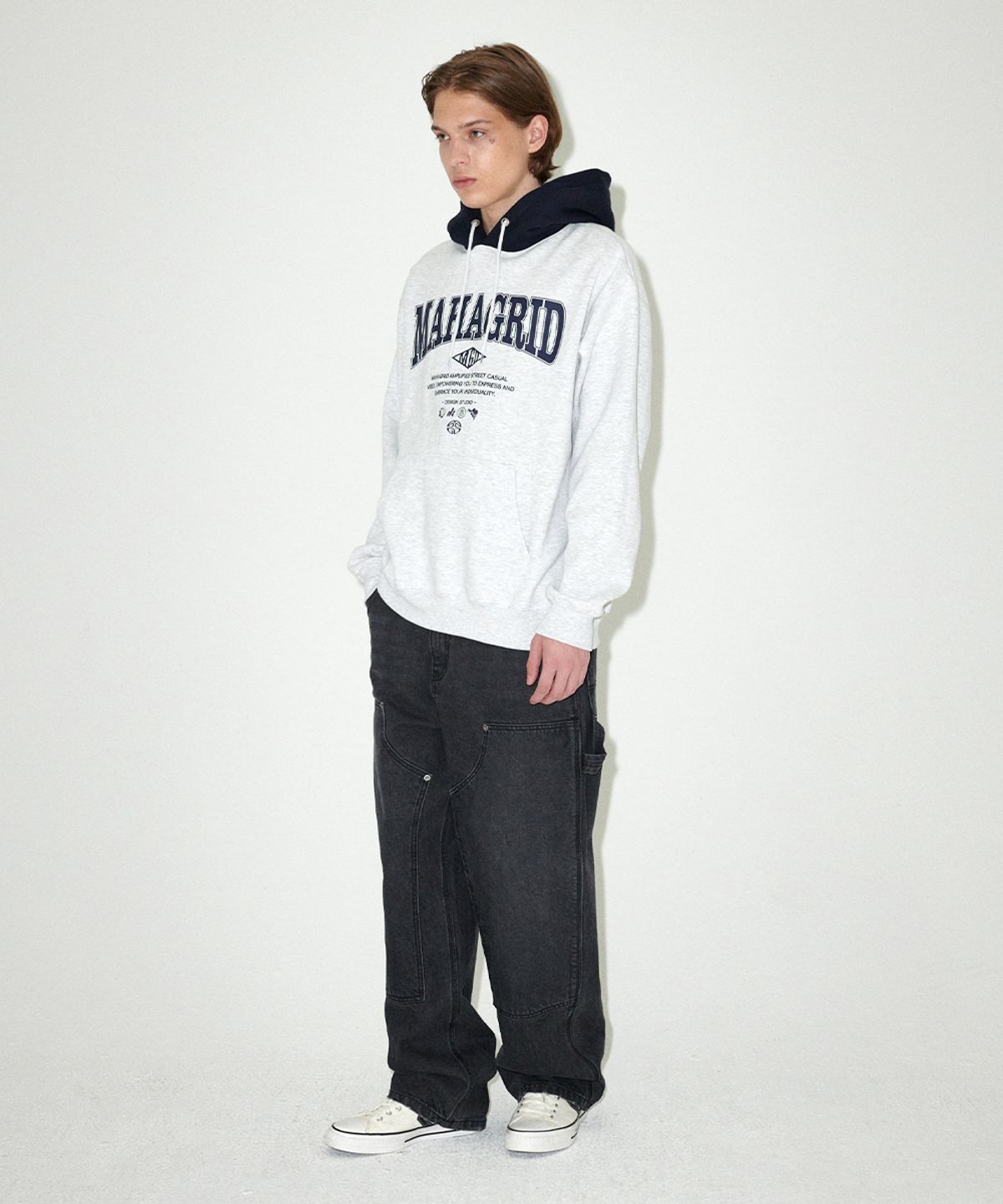 마하그리드(MAHAGRID) BASIC COLOR BLOCK HOODIE LIGHT GREY(MG2EFMM421A)