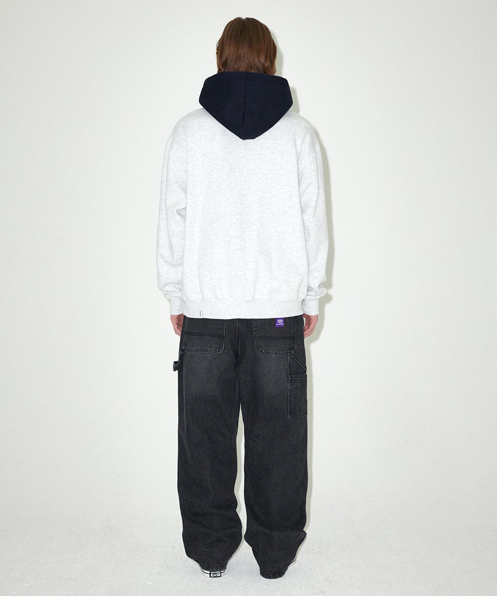 MUSINSA | MAHAGRID BASIC COLOR BLOCK HOODIE LIGHT GREY
