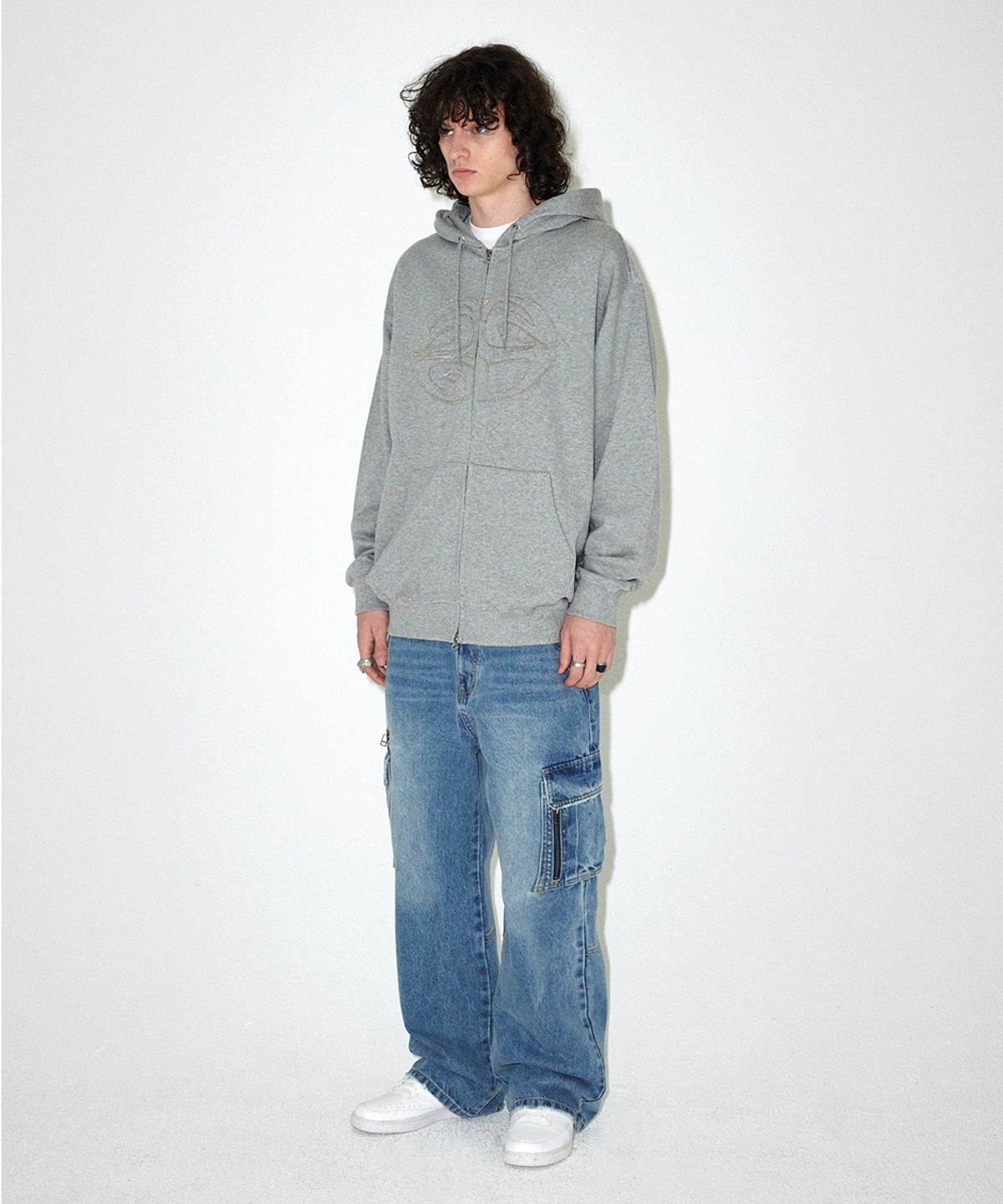 마하그리드(MAHAGRID) ECLIPSE RAW CUT ZIP UP HOODIE GREY(MG2EFMM490A)