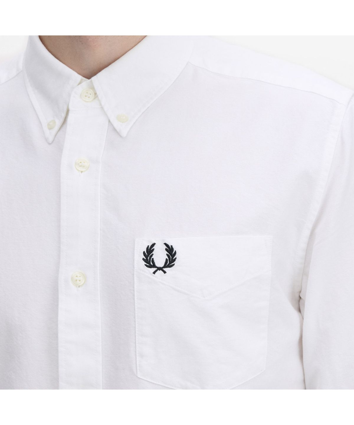 프레드페리(FRED PERRY) [Baseline] 롱 슬리브 옥스포드 셔츠 - 화이트/네이비 AFPM2G95516-100