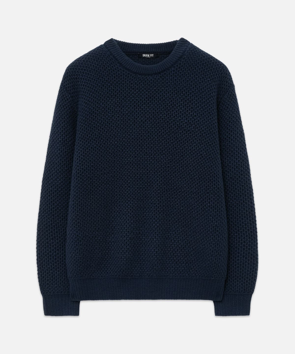 드로우핏(DRAW FIT) 와플 텍스쳐 라운드 풀오버 니트 [NAVY]