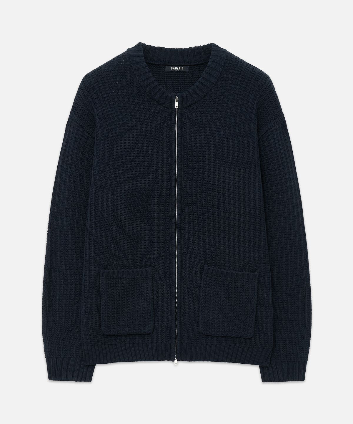 드로우핏(DRAW FIT) 콘스탄트 벌키 라운드 집업 니트 [NAVY]