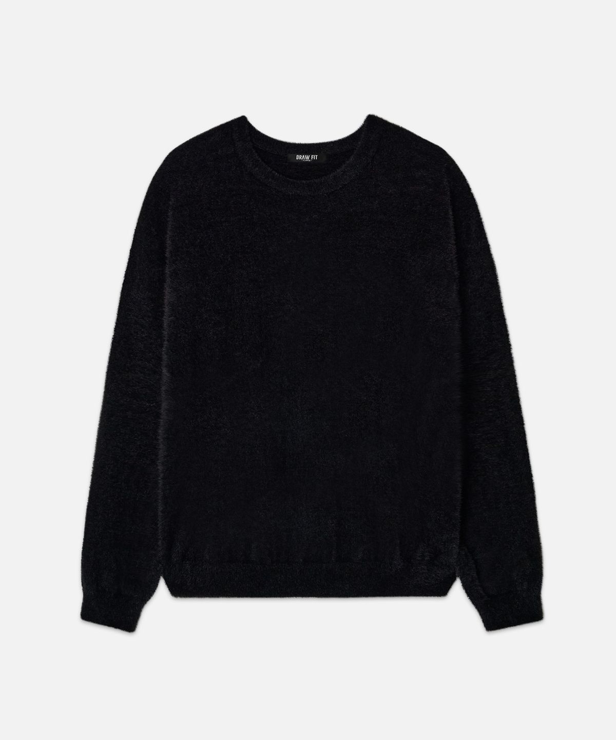 드로우핏(DRAW FIT) 라운드 브러쉬 헤어리 풀오버 니트 [BLACK]