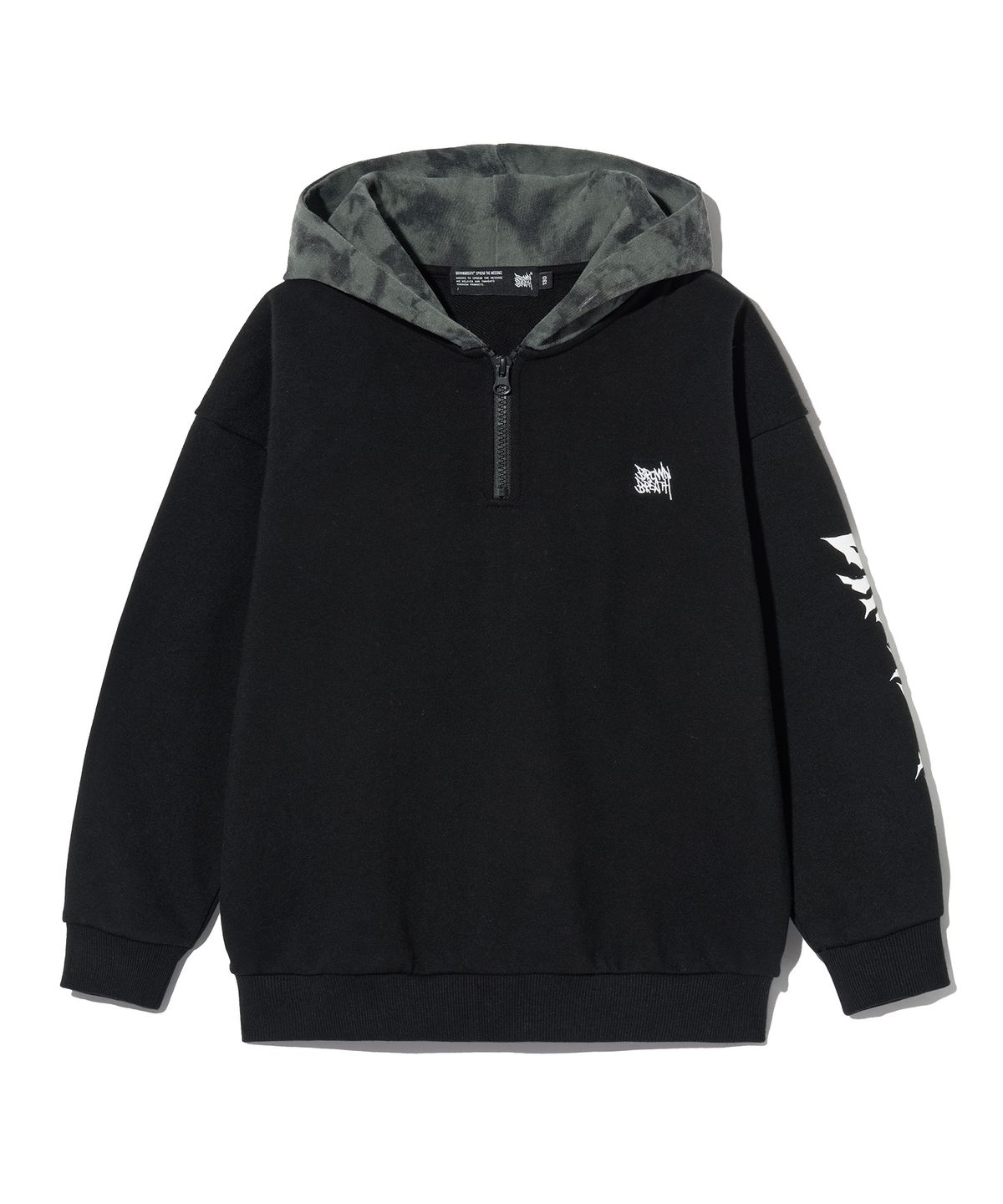 브라운브레스 키즈(BROWNBREATH KIDS) KIDS DYED COMBI HOODIE - BLACK