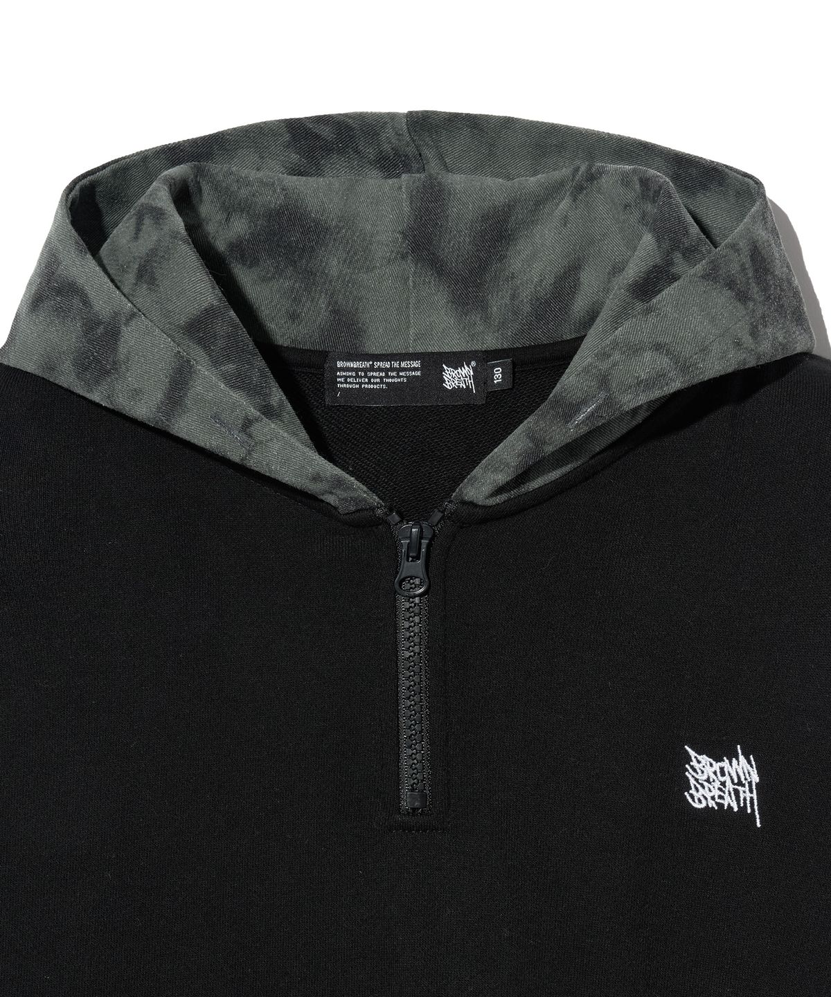 브라운브레스 키즈(BROWNBREATH KIDS) KIDS DYED COMBI HOODIE - BLACK