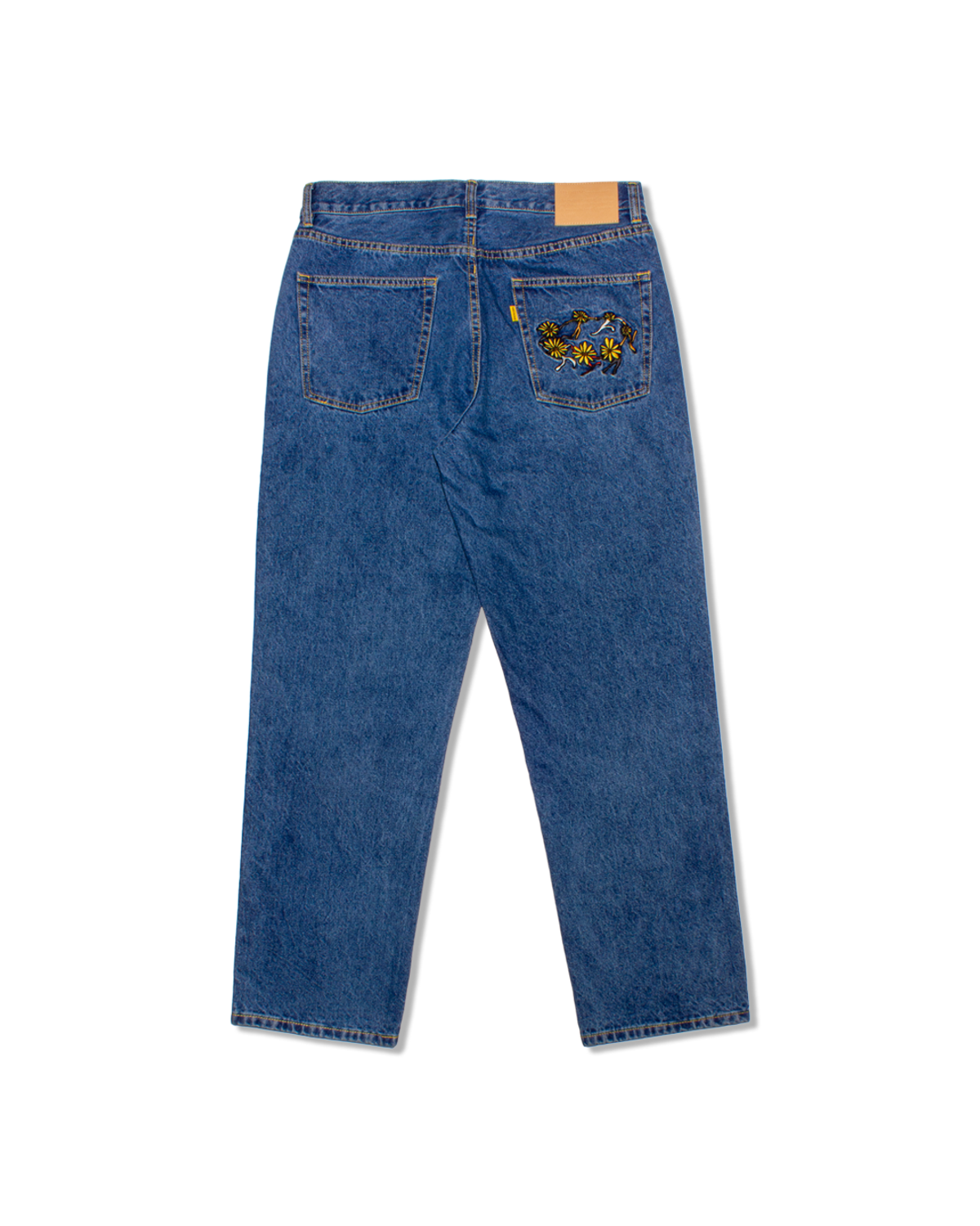 미디엄스(MEDIUMS) Sun Dance Denim Pants - Medium Stonewash (선 댄스 자수 데님 팬츠 - 미디엄 스톤워시)