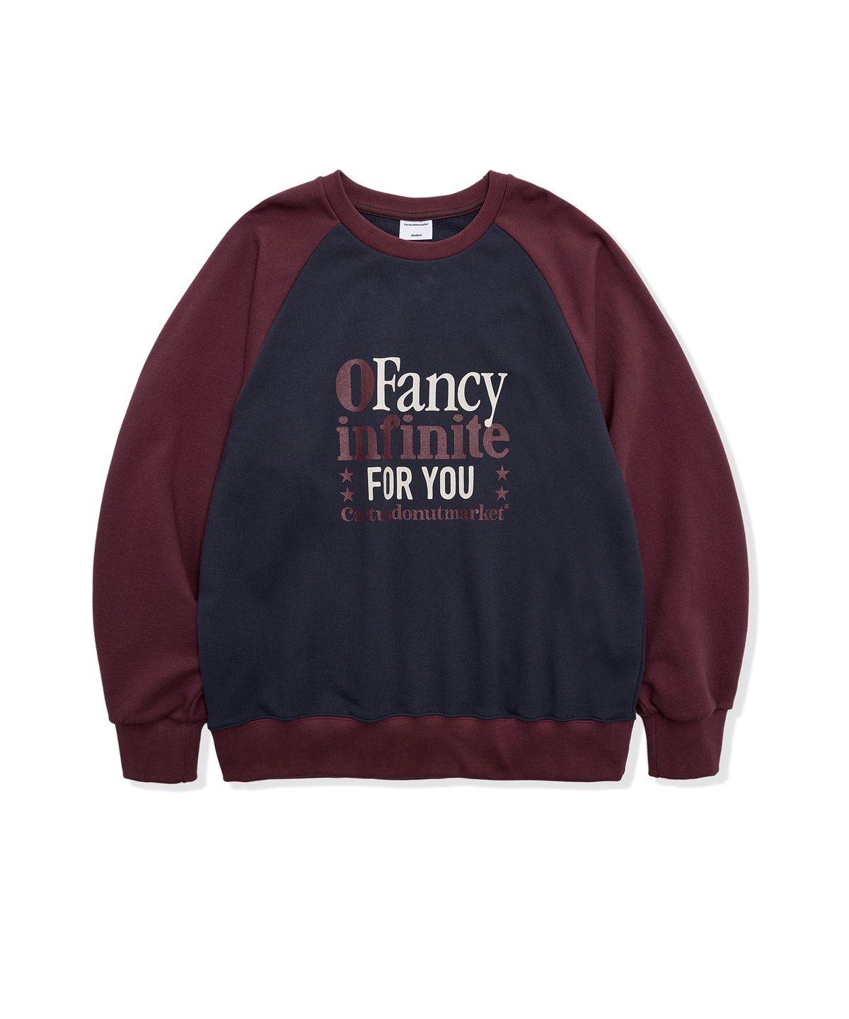 캑터스도넛마켓(CACTUSDONUTMARKET) Fancy Infinite Raglan Sweatshirt - Burgundy