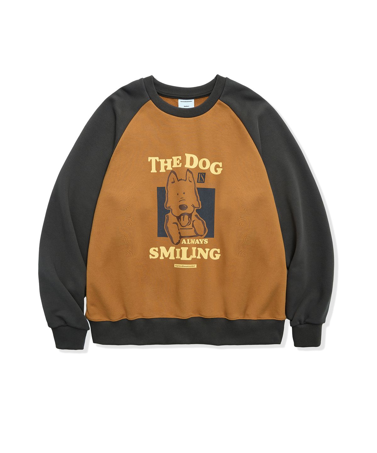 캑터스도넛마켓(CACTUSDONUTMARKET) Smiling Dog Raglan Sweatshirt - Orange