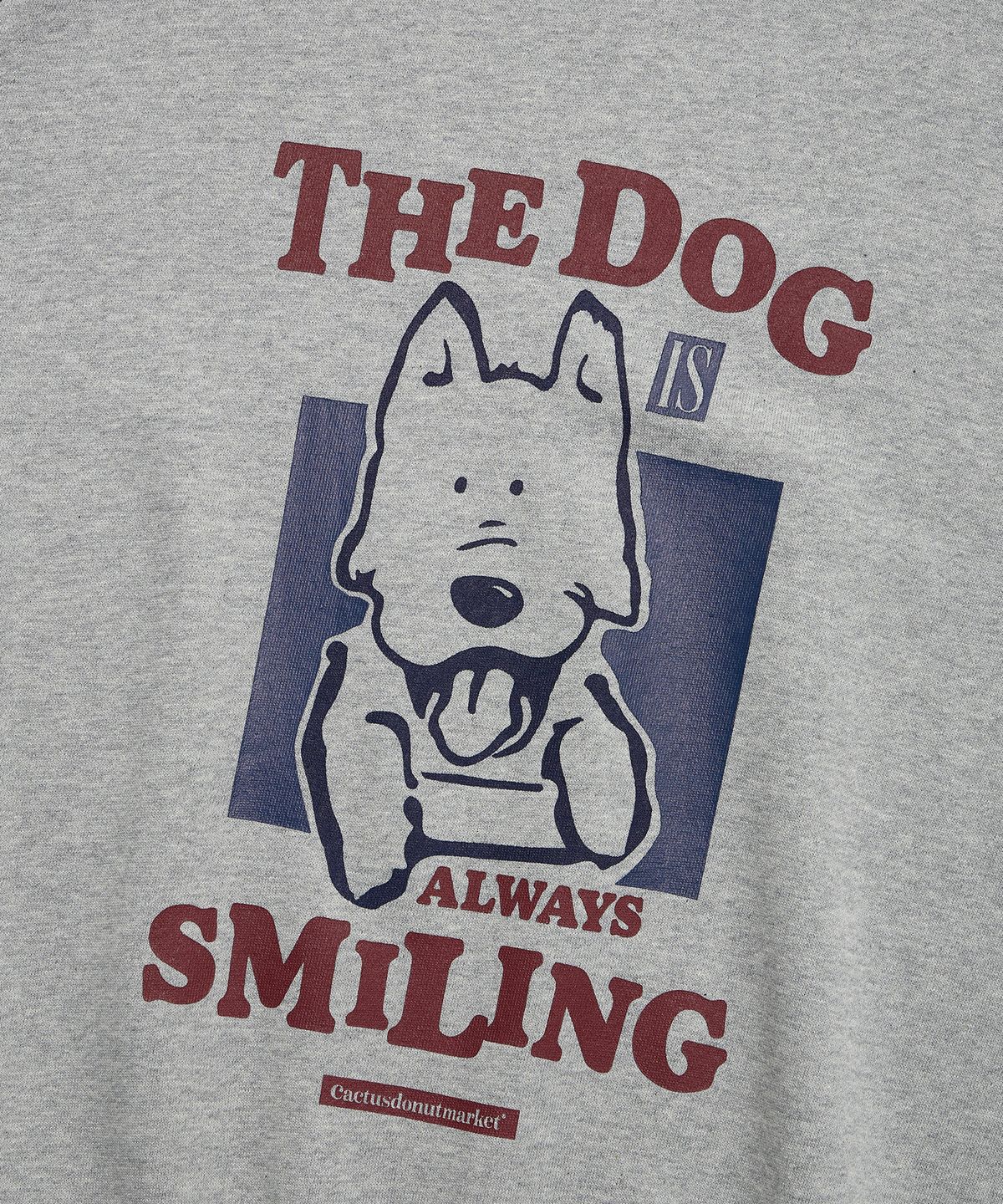 캑터스도넛마켓(CACTUSDONUTMARKET) Smiling Dog Raglan Sweatshirt - Gray
