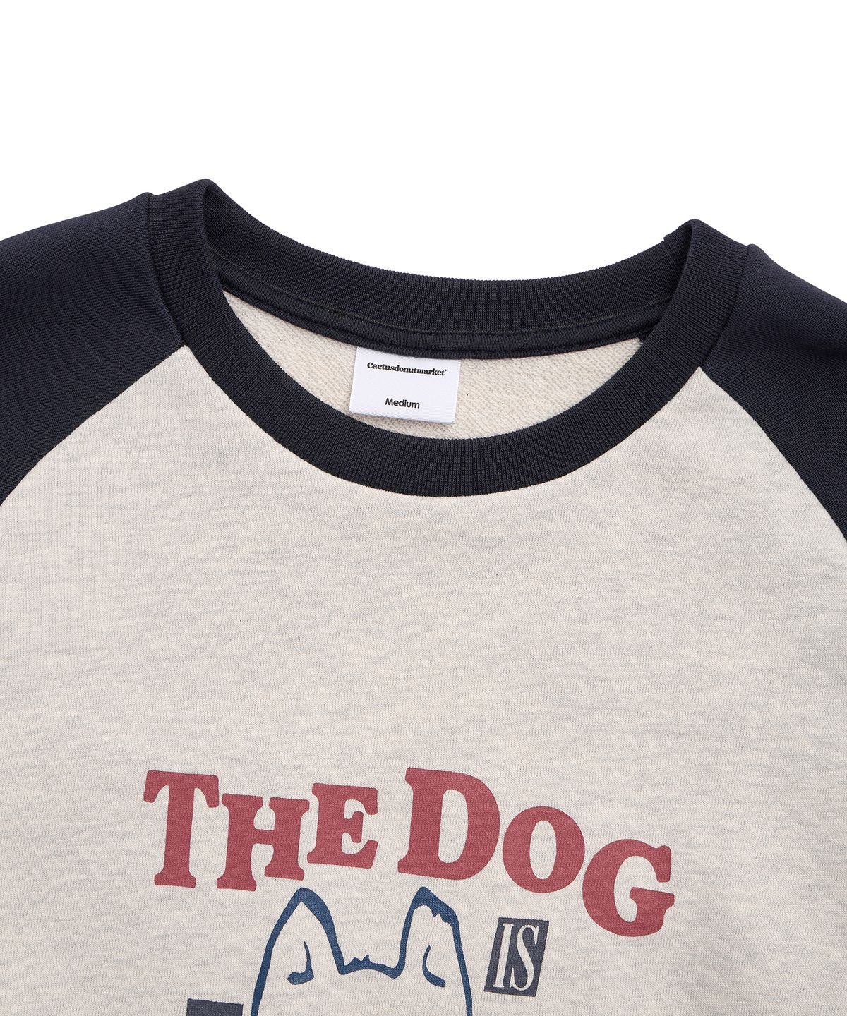 캑터스도넛마켓(CACTUSDONUTMARKET) Smiling Dog Raglan Sweatshirt - Oatmeal