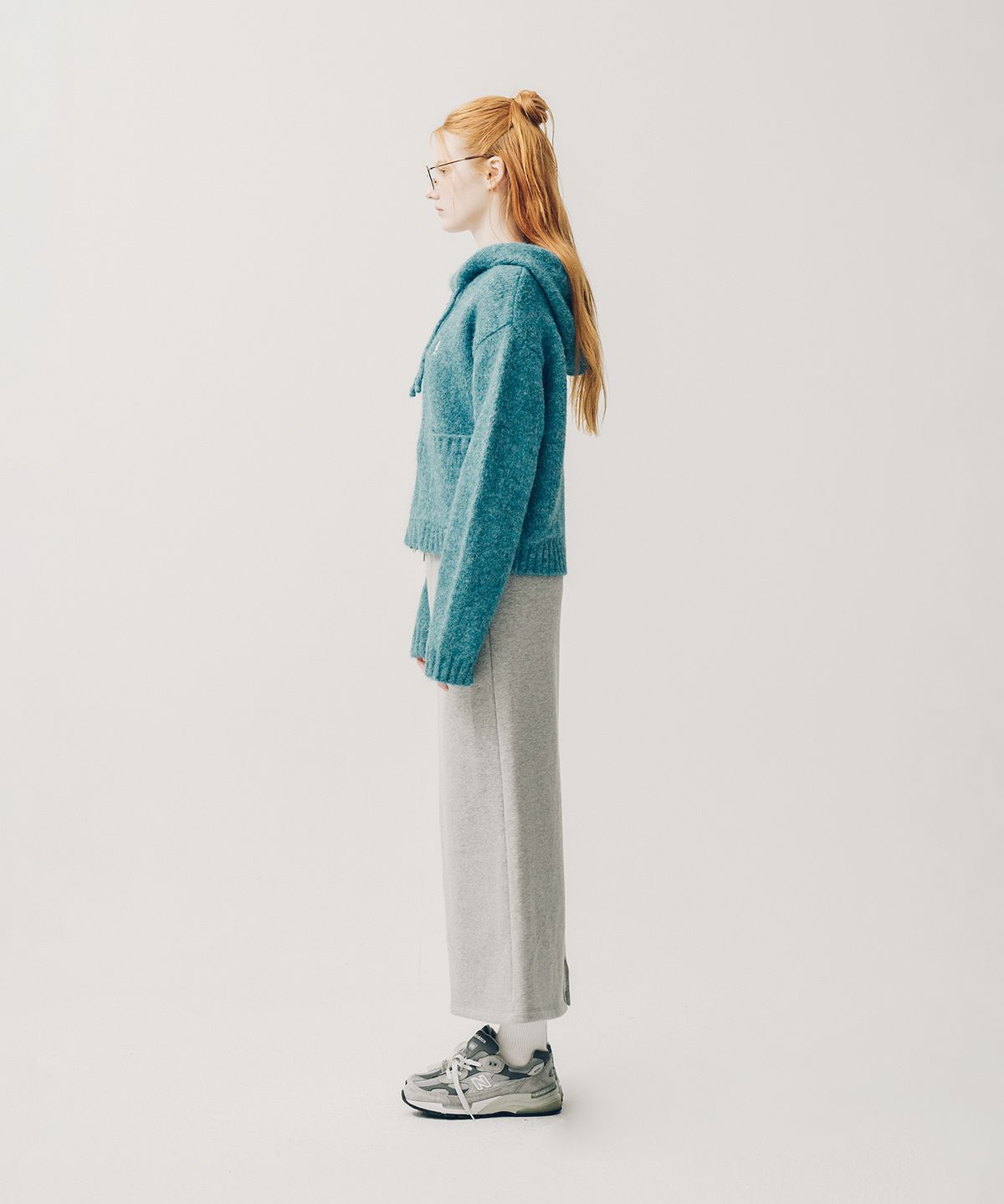 예일(YALE) 우먼즈 맥시 스웨트 롱 스커트_그레이