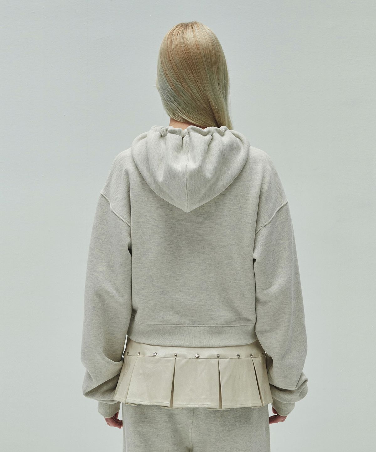 다이애그널(DIAGONAL) CROPPED HOODIE ZIP UP (oatmeal)