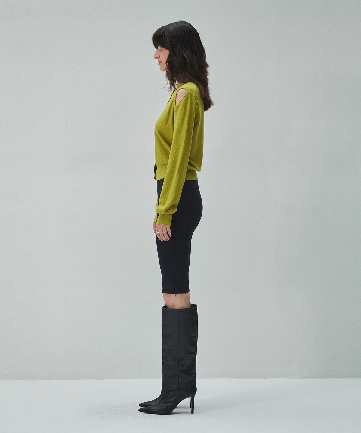다이애그널(DIAGONAL) SLIT KNIT CARDIGAN (olive)