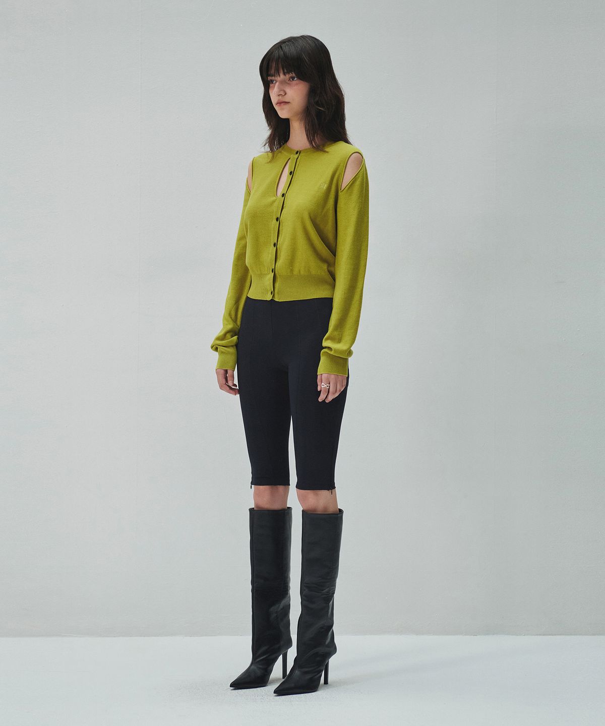 다이애그널(DIAGONAL) SLIT KNIT CARDIGAN (olive)