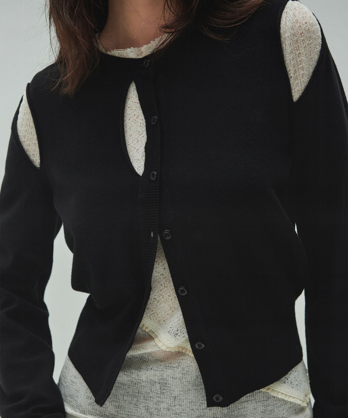 다이애그널(DIAGONAL) SLIT KNIT CARDIGAN (black)