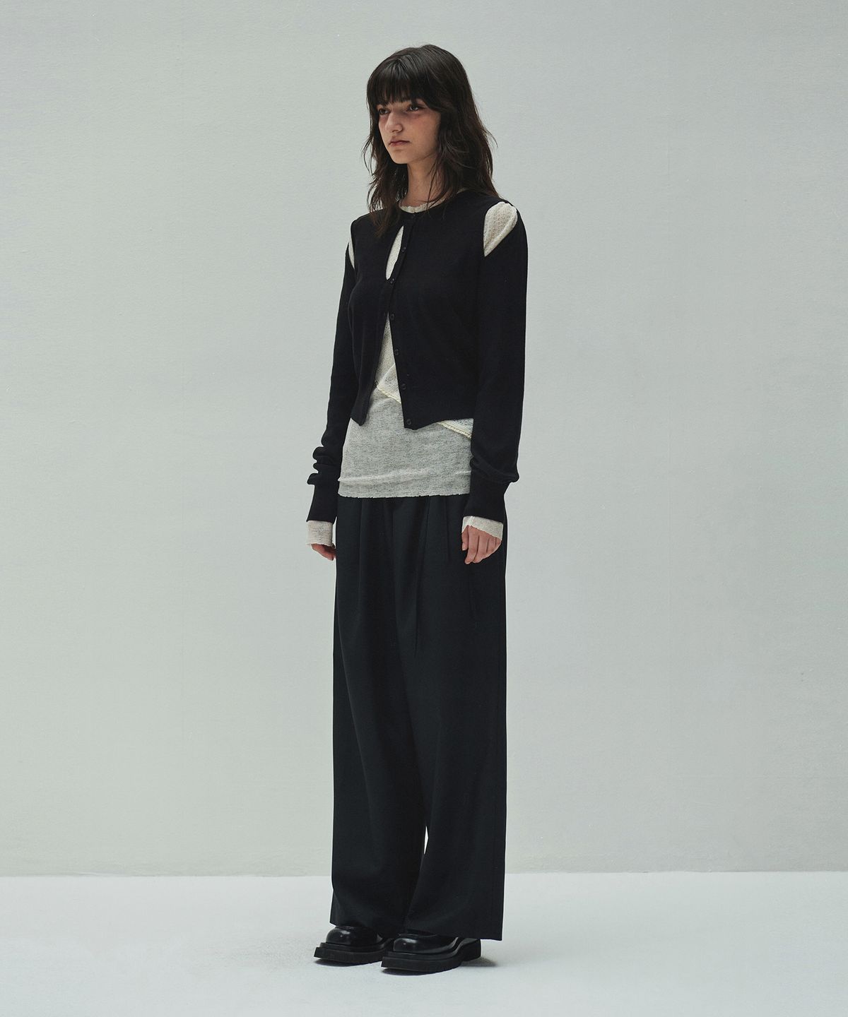 다이애그널(DIAGONAL) SLIT KNIT CARDIGAN (black)