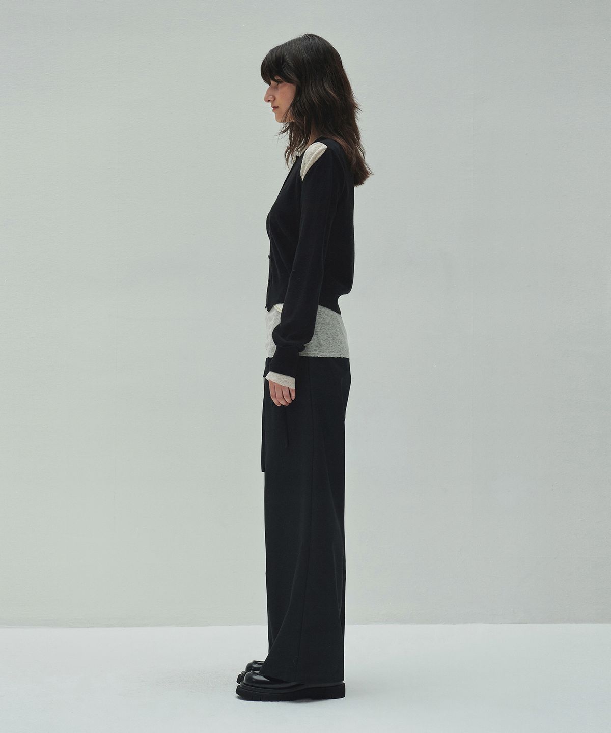 다이애그널(DIAGONAL) SLIT KNIT CARDIGAN (black)