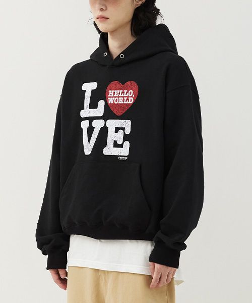 MUSINSA | MIMTHEWARDROBE Hello World LOVE Hoodie_Black