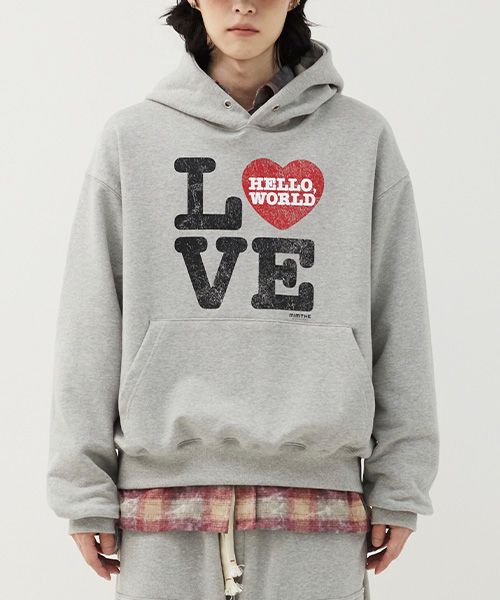 パーカー・フーディ [MIM the wardrobe] Hello World LOVE hoodie (5 COLOR) MUSINSA | MIMTHEWARDROBE Hello World LOVE Hoodie_Black