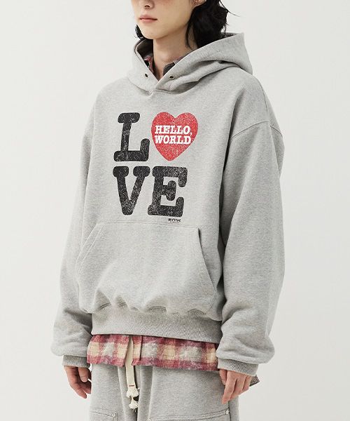 パーカー・フーディ [MIM the wardrobe] Hello World LOVE hoodie MUSINSA | MIMTHEWARDROBE Hello World LOVE Hoodie_Black