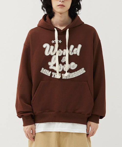 パーカー・フーディ [MIM the wardrobe] World & Love Applique Hoodie MUSINSA | MIMTHEWARDROBE World & Love Applique Hoodie_Gray