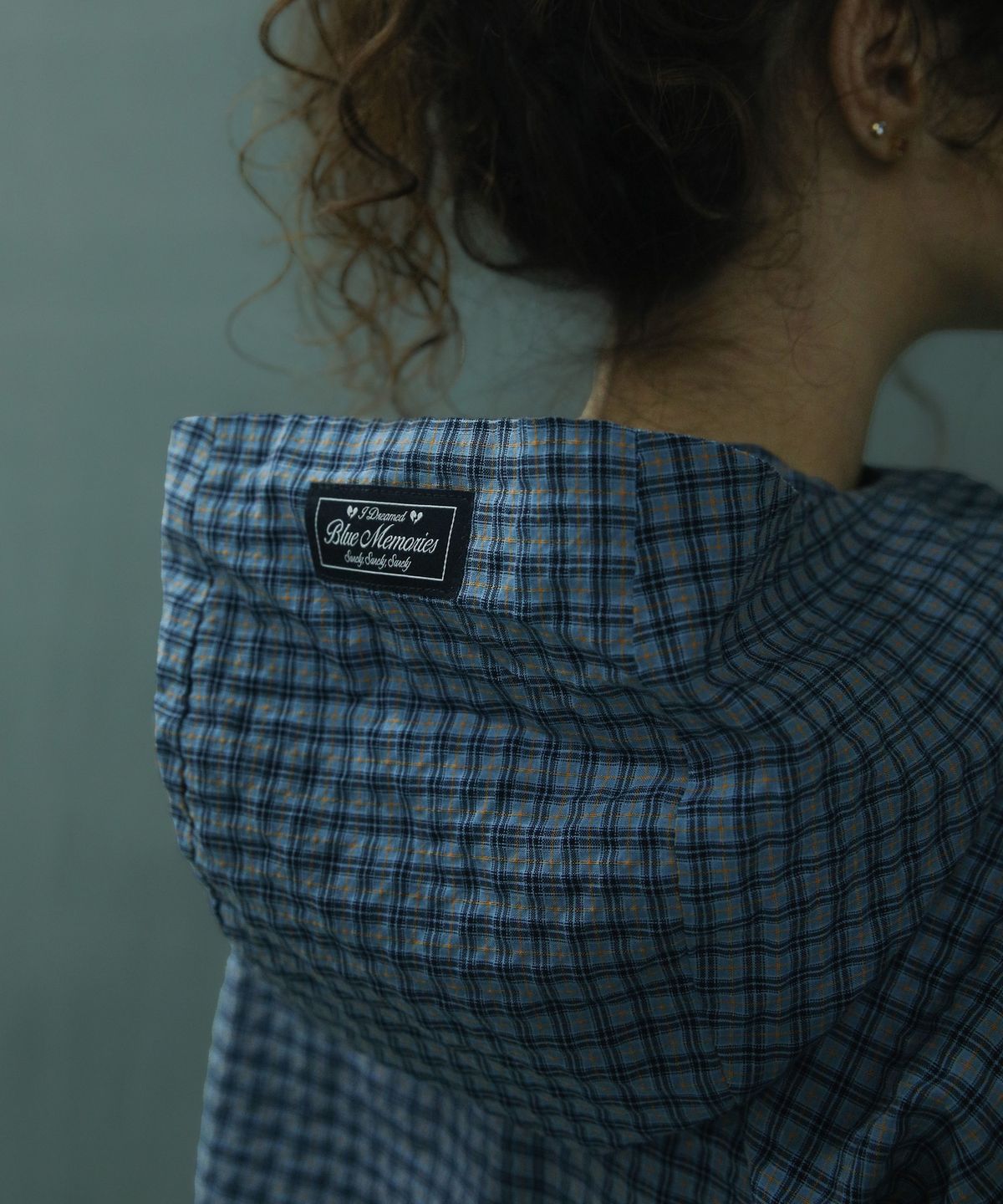 배드블루(BADBLUE) Check Hoodie Jacket Blue