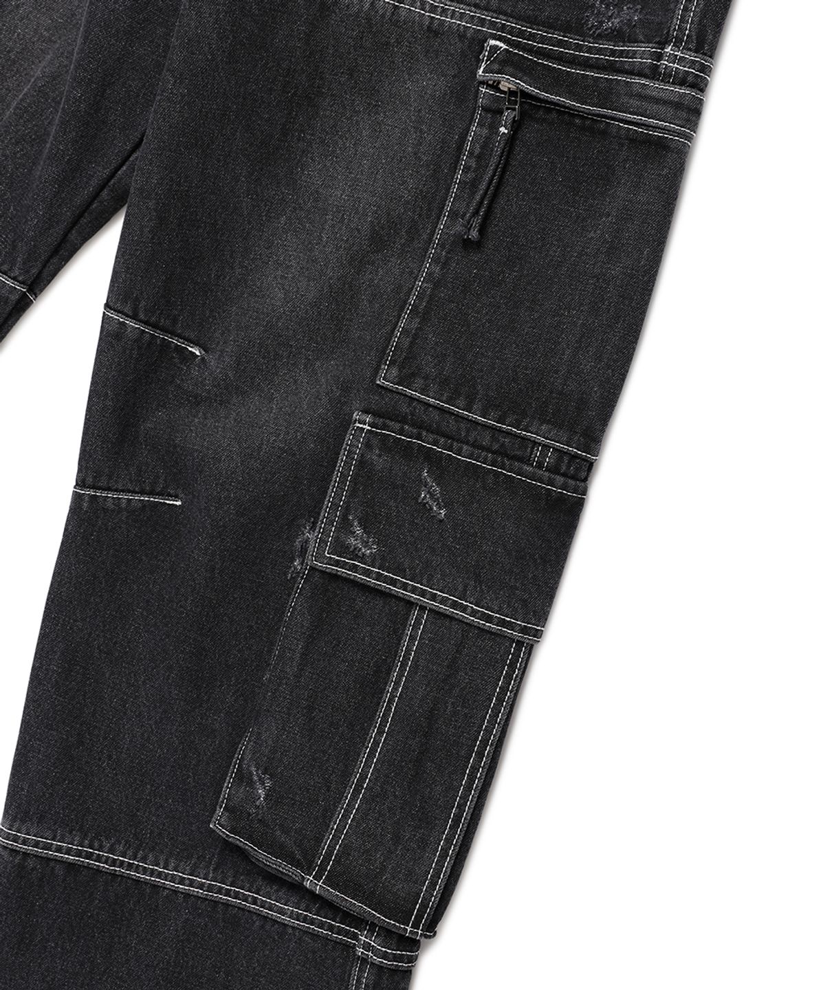 카비시(CAVISH) WASHED DENIM CARGO PANTS BLACK(CV2EFUD111A)