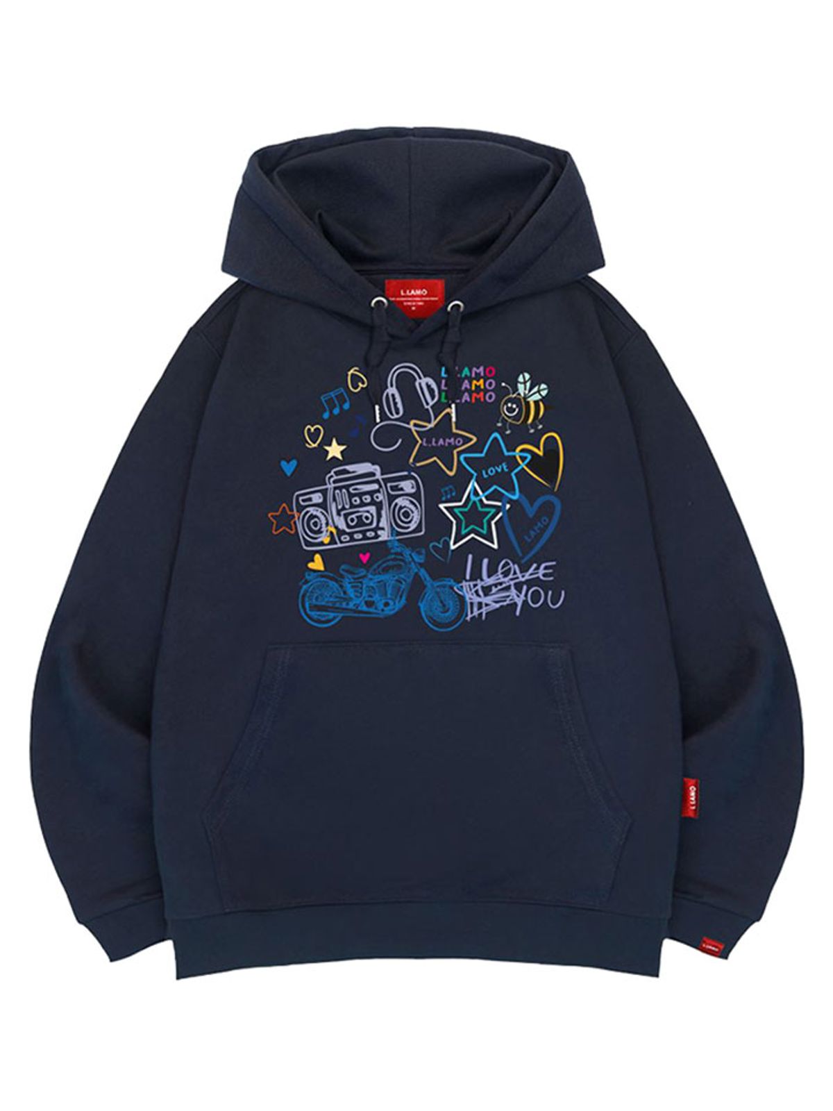 엘라모(LLAMO) 아이러브뮤직 후드티 남녀공용 빅사이즈 M~4XL