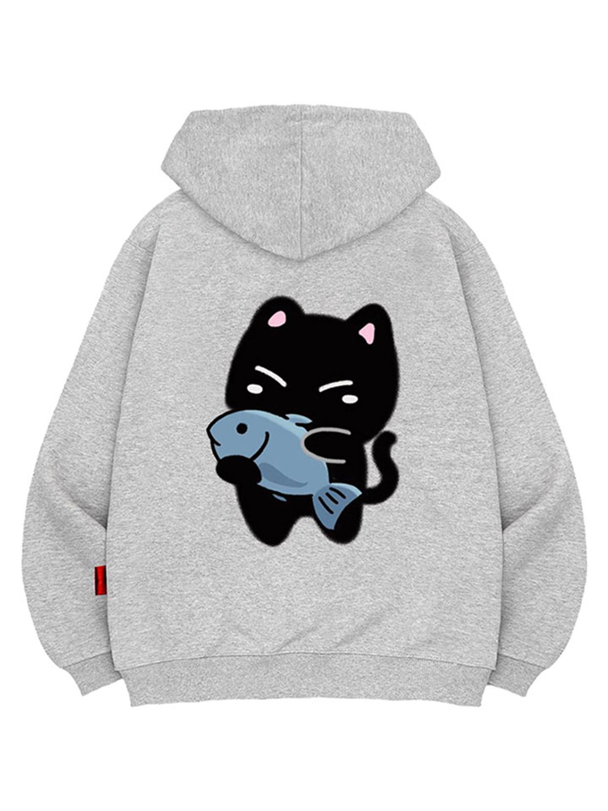 엘라모(LLAMO) 피쉬앤캣 후드티 남녀공용 빅사이즈 M~4XL