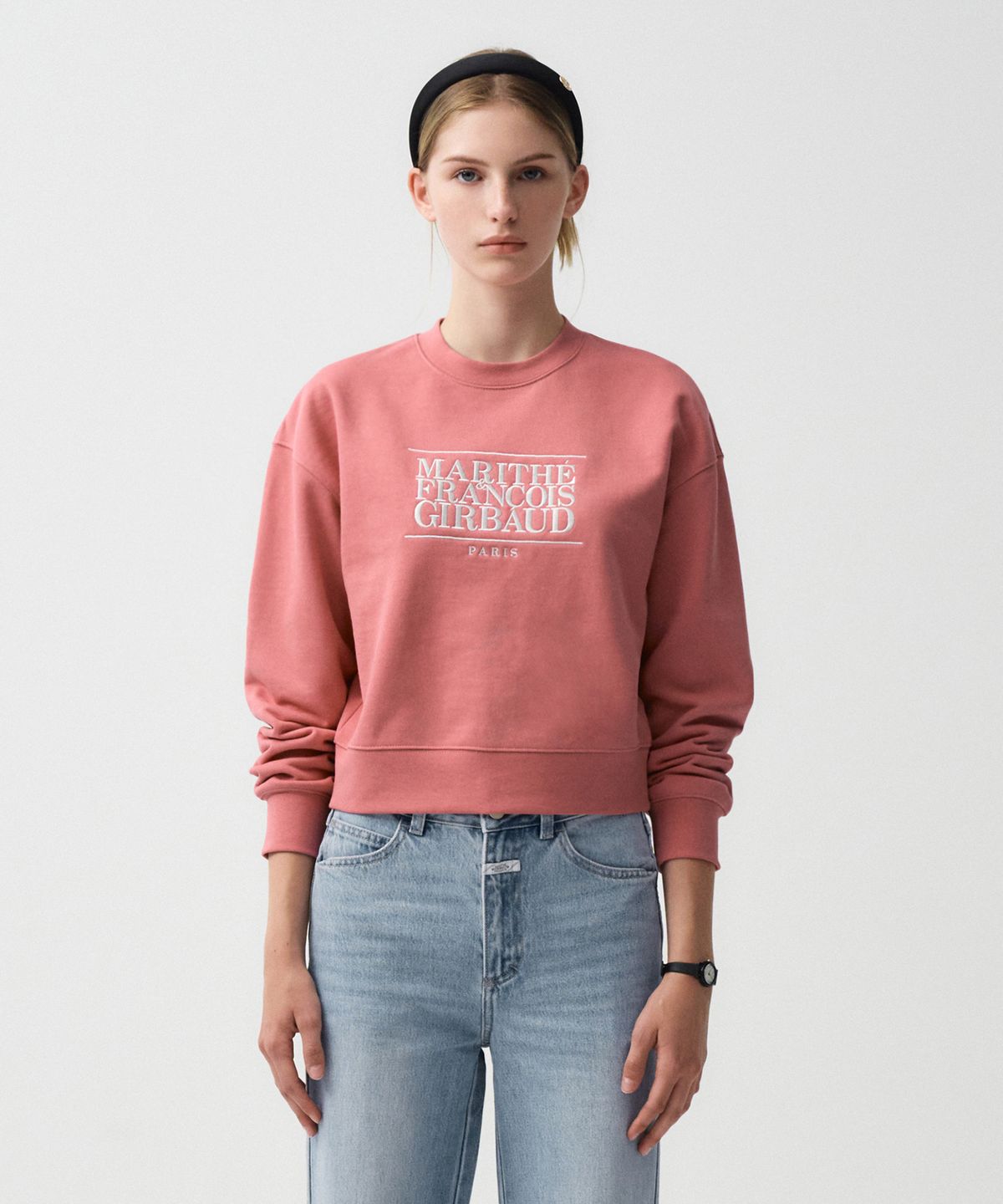 마리떼 프랑소와 저버(MARITHÉ + FRANҪOIS GIRBAUD) W CLASSIC LOGO CROP SWEATSHIRT pink