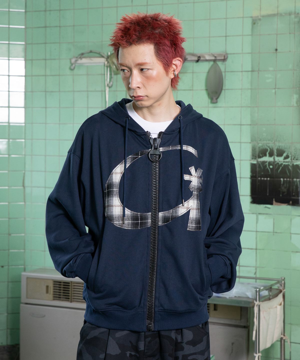 글랙(GLACK) GHD021 지사인 빅지퍼 집업 후디 (NAVY)