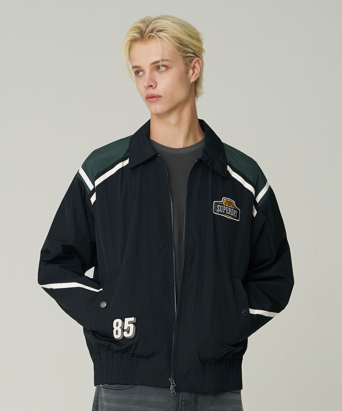 슈퍼드라이(SUPERDRY) 컬러 블록 나일론 플라이트 자켓 TYPE 01 블랙