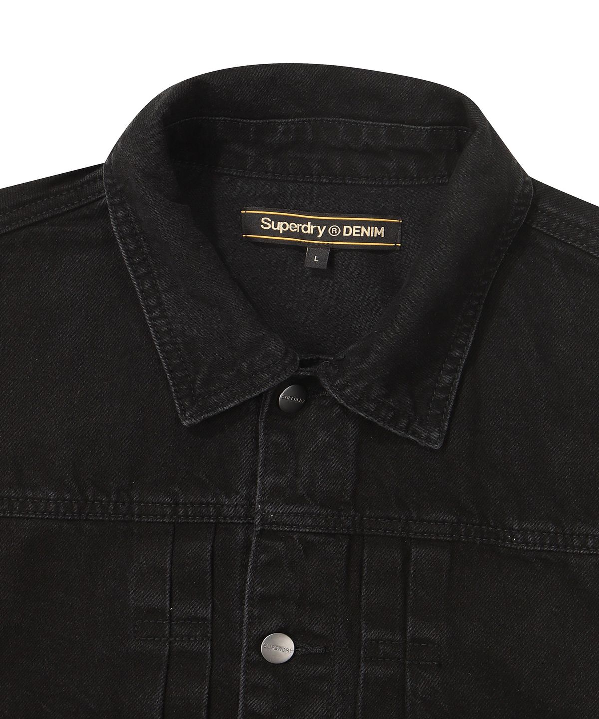 슈퍼드라이(SUPERDRY) 아트워크 빈티지 데님 자켓 블랙