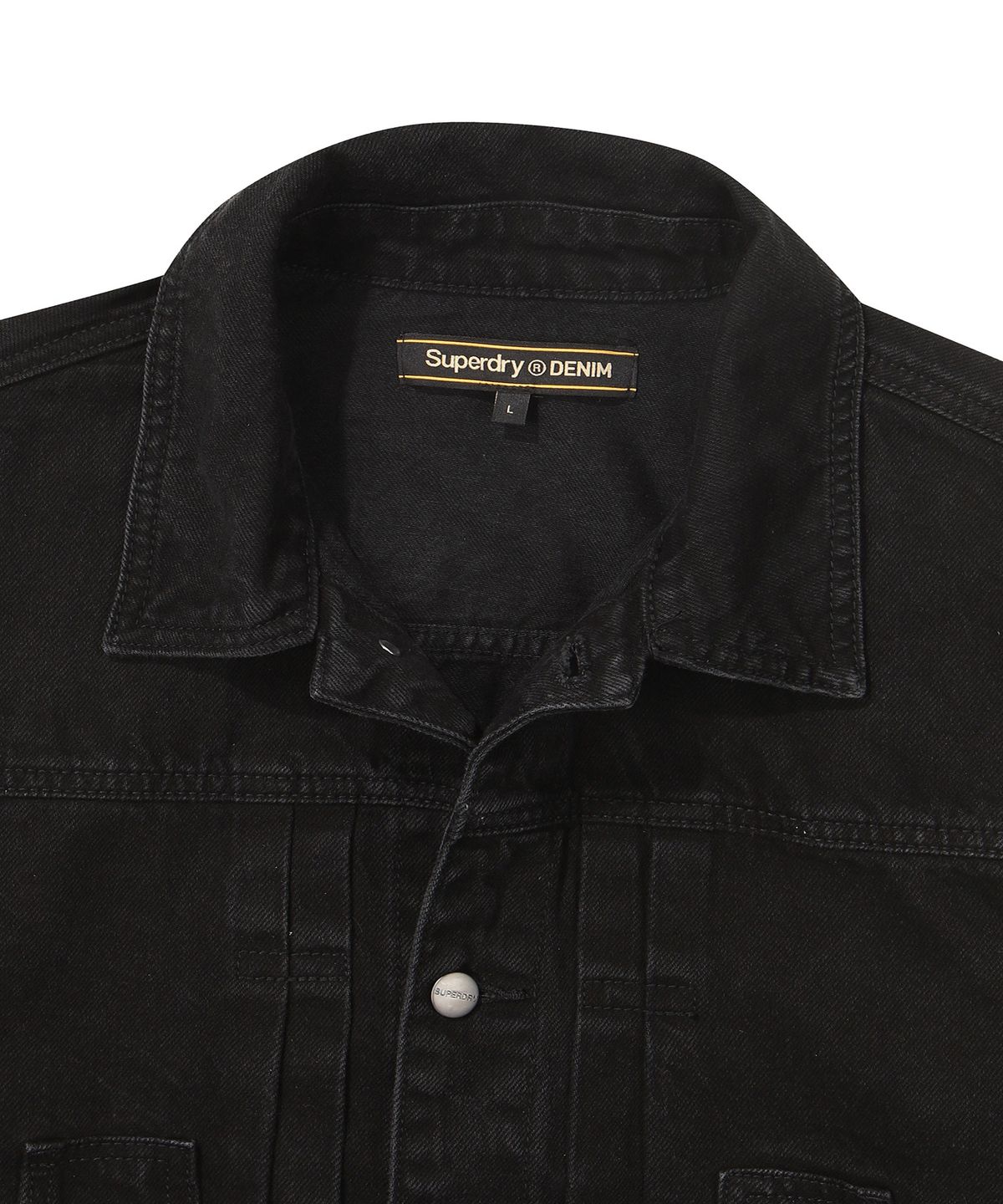 슈퍼드라이(SUPERDRY) 아트워크 빈티지 데님 자켓 블랙
