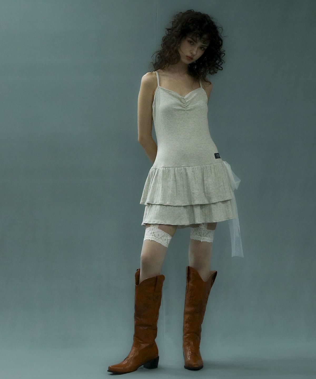 배드블루(BADBLUE) Side Tie Dress Oatmeal