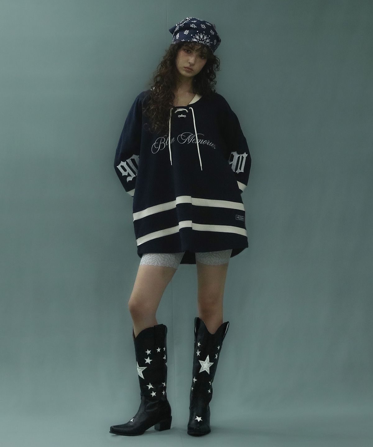 배드블루(BADBLUE) Leather Cowboy Boots Black