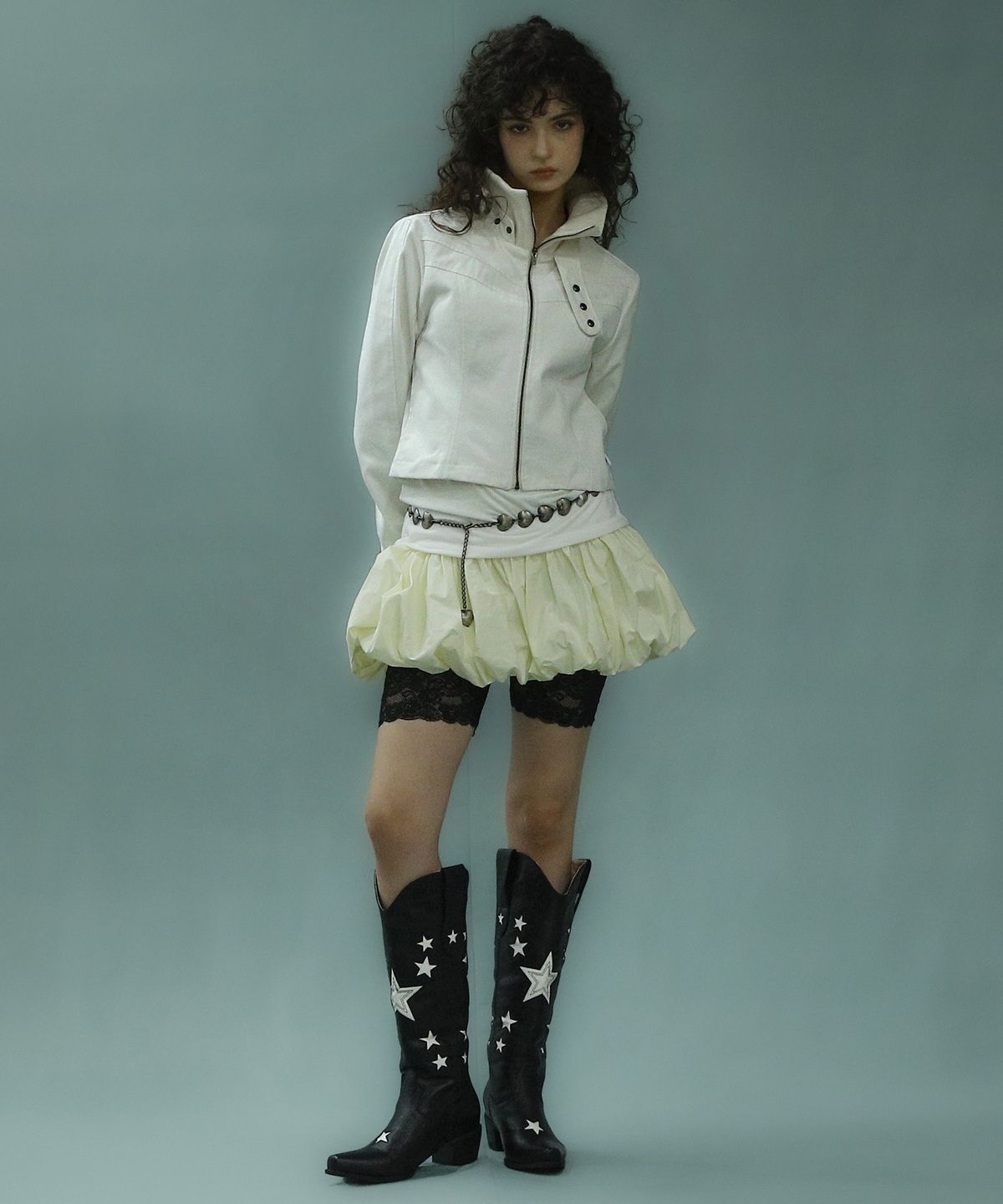 배드블루(BADBLUE) Leather Cowboy Boots Black