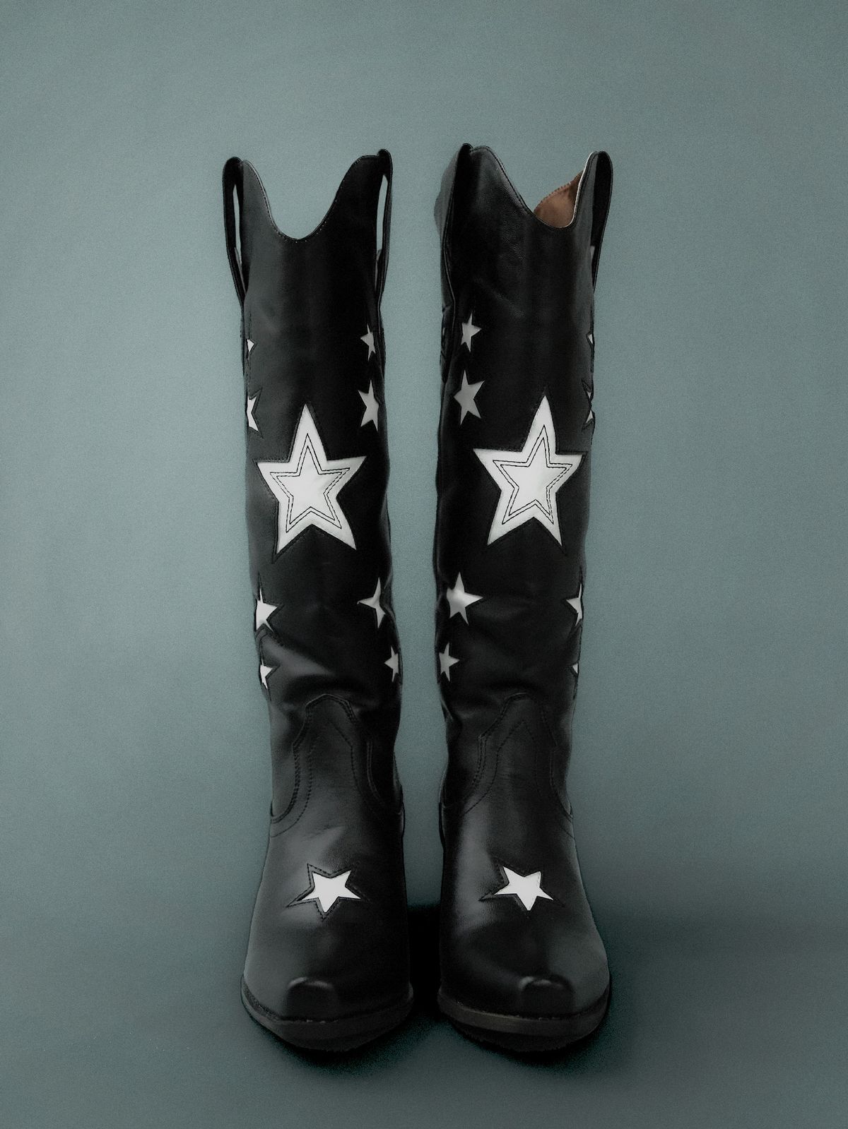 배드블루(BADBLUE) Leather Cowboy Boots Black