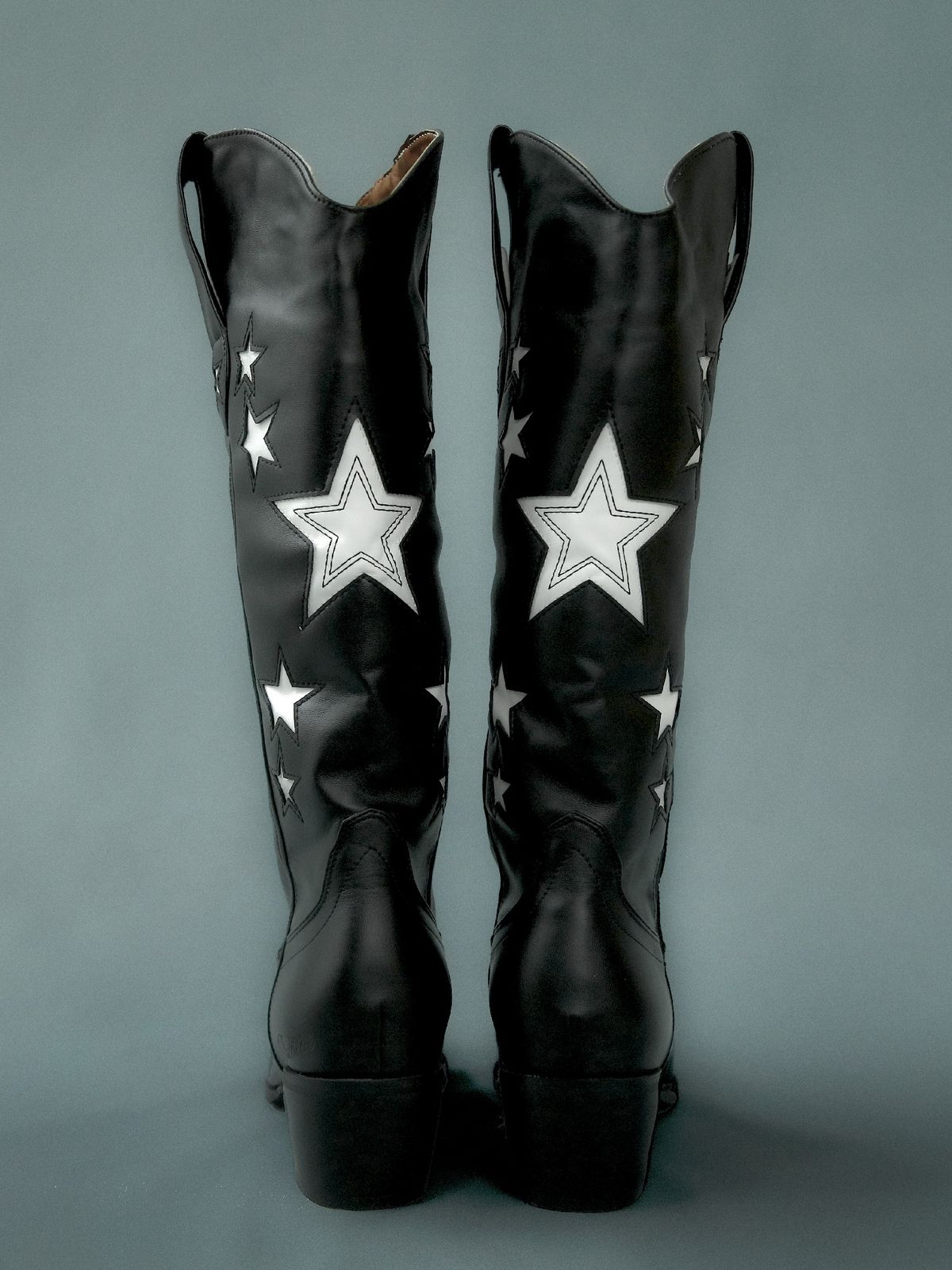 배드블루(BADBLUE) Leather Cowboy Boots Black