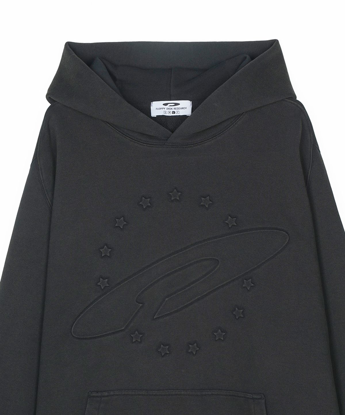 에프디알(FDR) Embo Pigment Star Disk Logo Hoodie Black