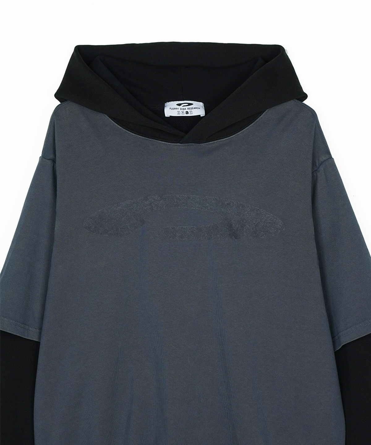 에프디알(FDR) Double Layer Washing Crack Detail Logo hoodie Black