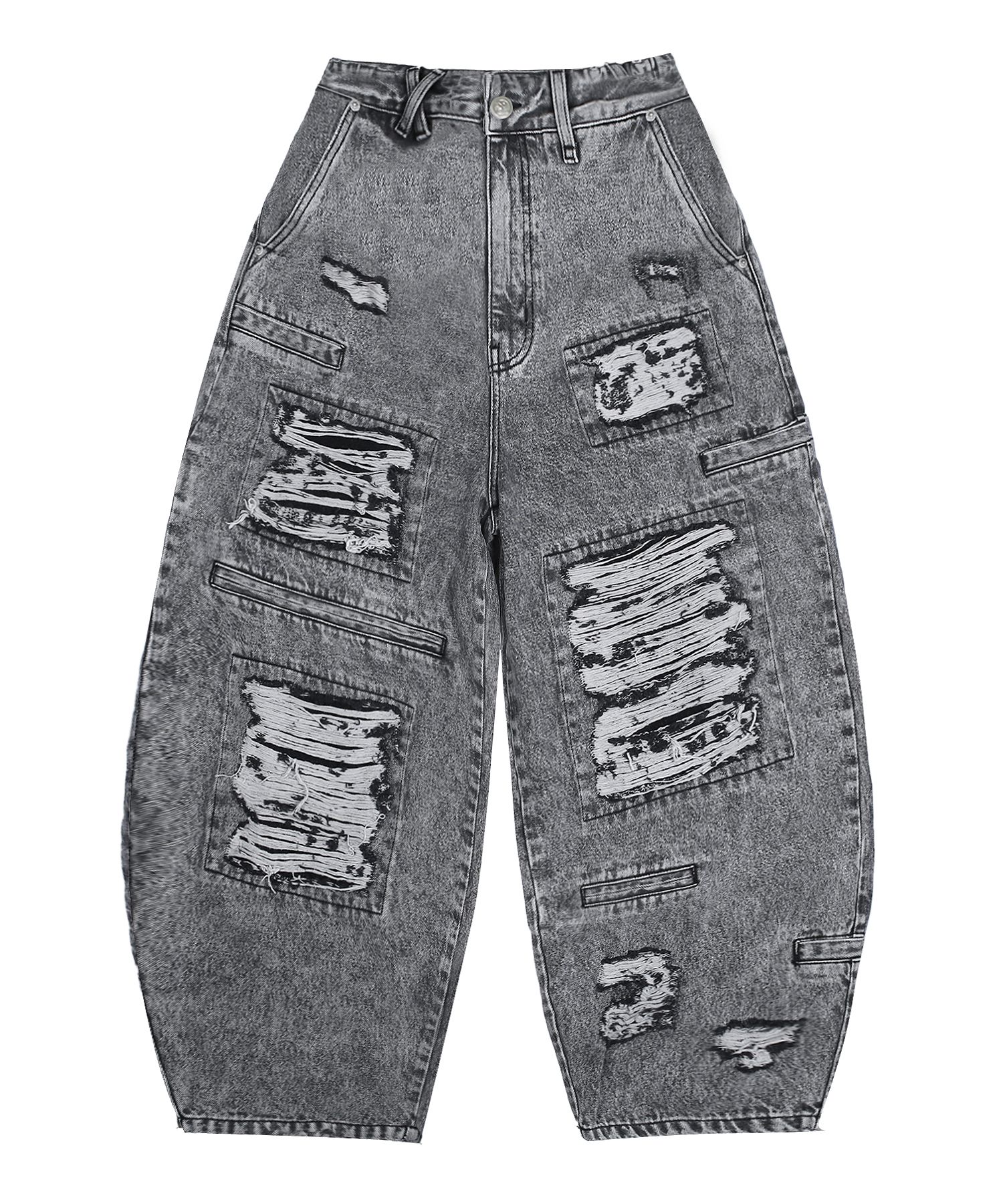 パンツ XTONZ XP251 Multi-Pocket Damage Big Wide Denim Pants GRAY XP MUSINSA公式 | XTONZ XP251 Multi Pocket Damage Big Wide Denim
