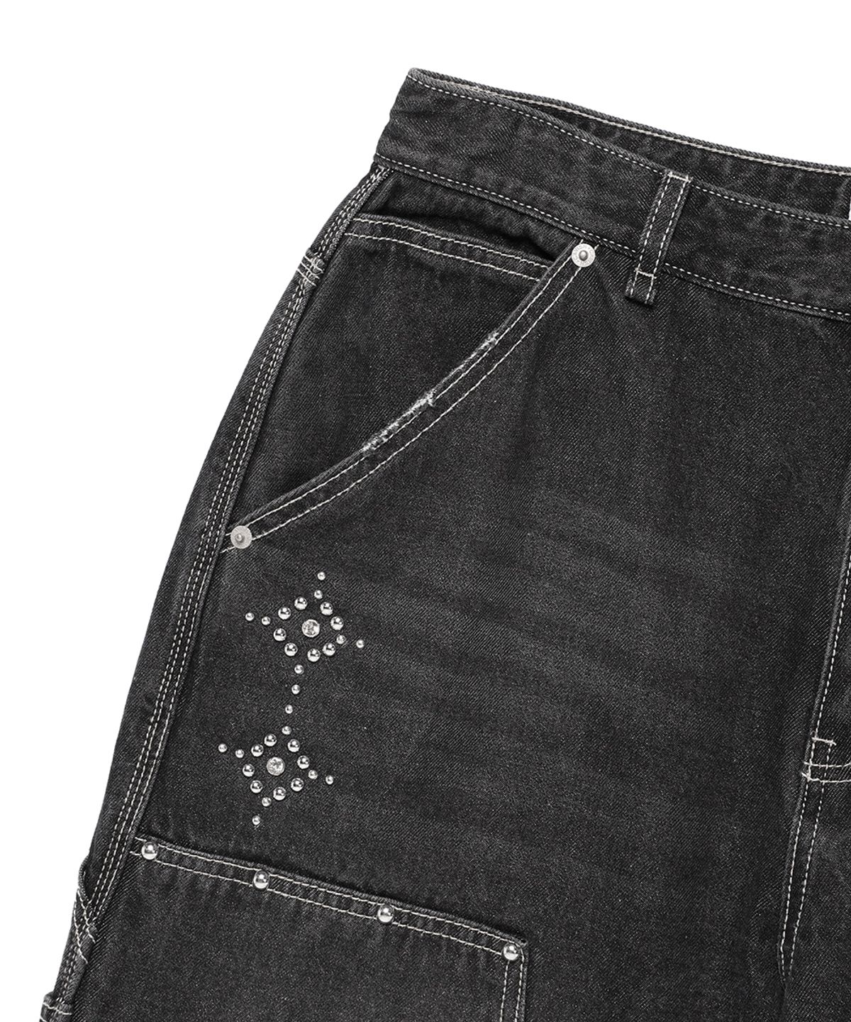 카비시(CAVISH) DOUBLE KNEE CARPENTER DENIM PANTS BLACK(CV2EFUD113A)