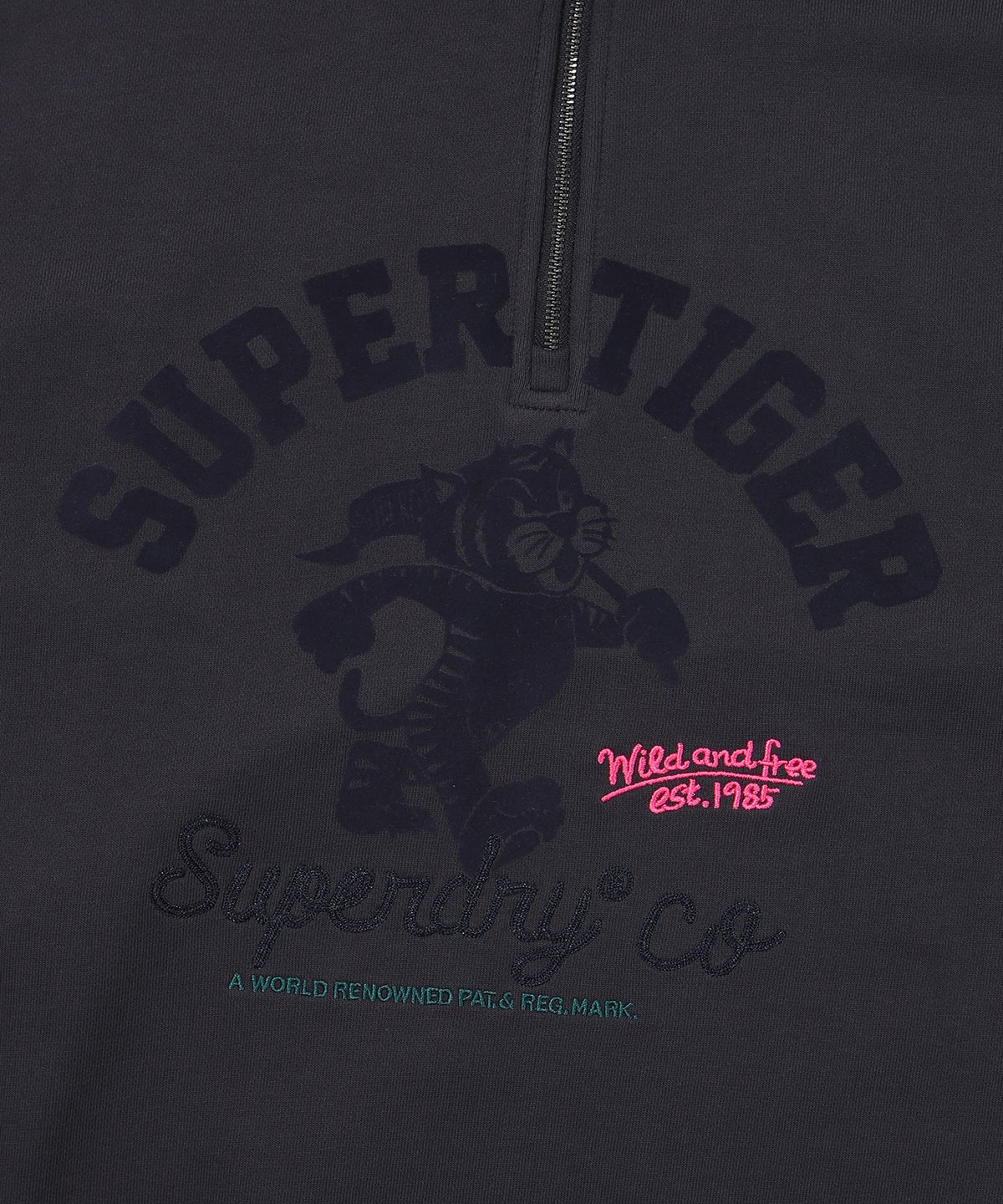 슈퍼드라이(SUPERDRY) 바시티 타이거 하프 집업 맨투맨 네이비